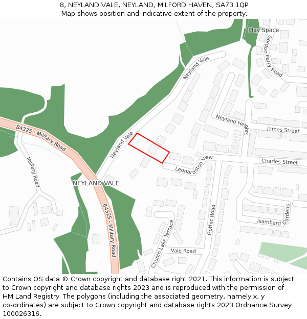 8, NEYLAND VALE, NEYLAND, MILFORD HAVEN, SA73 1QP: Location map and indicative extent of plot