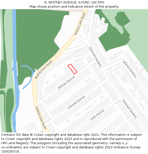 8, WHITNEY AVENUE, ILFORD, IG4 5PN: Location map and indicative extent of plot