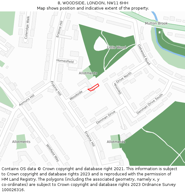 8, WOODSIDE, LONDON, NW11 6HH: Location map and indicative extent of plot