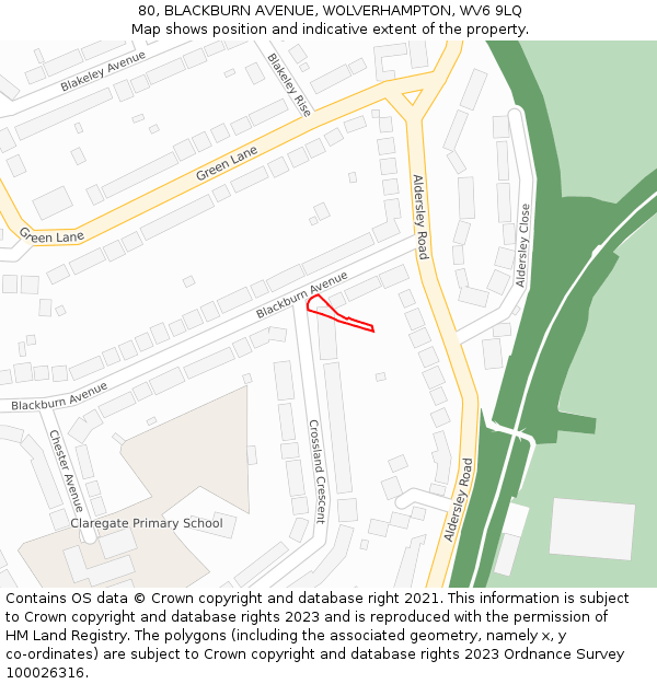 80, BLACKBURN AVENUE, WOLVERHAMPTON, WV6 9LQ: Location map and indicative extent of plot