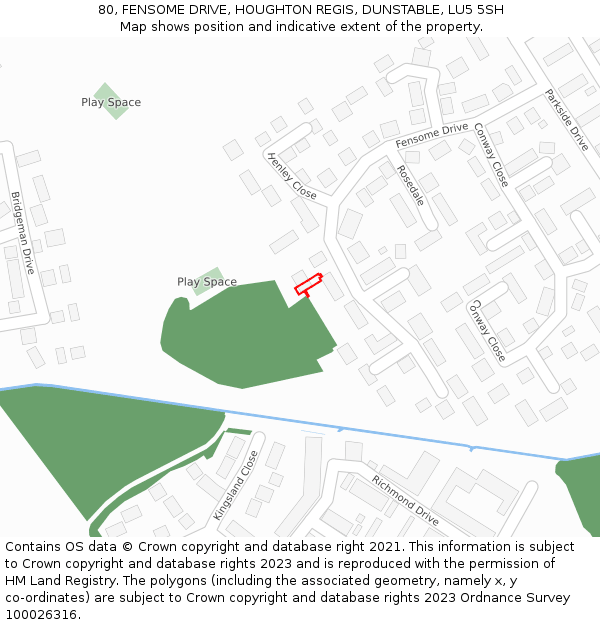 80, FENSOME DRIVE, HOUGHTON REGIS, DUNSTABLE, LU5 5SH: Location map and indicative extent of plot