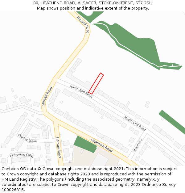 80, HEATHEND ROAD, ALSAGER, STOKE-ON-TRENT, ST7 2SH: Location map and indicative extent of plot