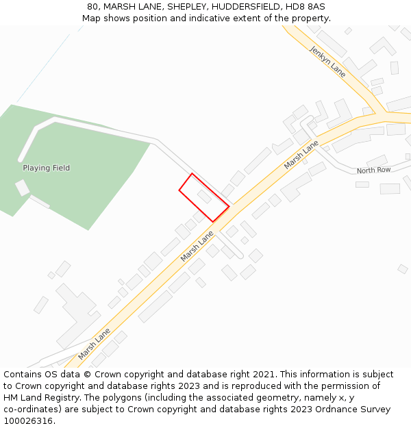 80, MARSH LANE, SHEPLEY, HUDDERSFIELD, HD8 8AS: Location map and indicative extent of plot
