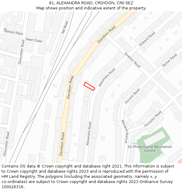 81, ALEXANDRA ROAD, CROYDON, CR0 6EZ: Location map and indicative extent of plot