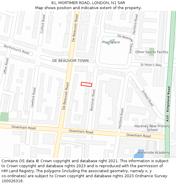 81, MORTIMER ROAD, LONDON, N1 5AR: Location map and indicative extent of plot