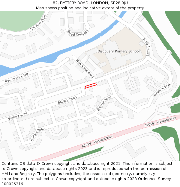 82, BATTERY ROAD, LONDON, SE28 0JU: Location map and indicative extent of plot