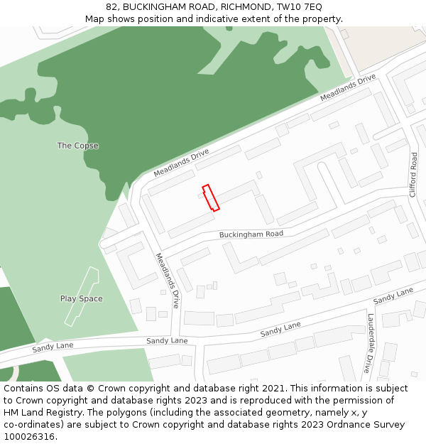 82, BUCKINGHAM ROAD, RICHMOND, TW10 7EQ: Location map and indicative extent of plot