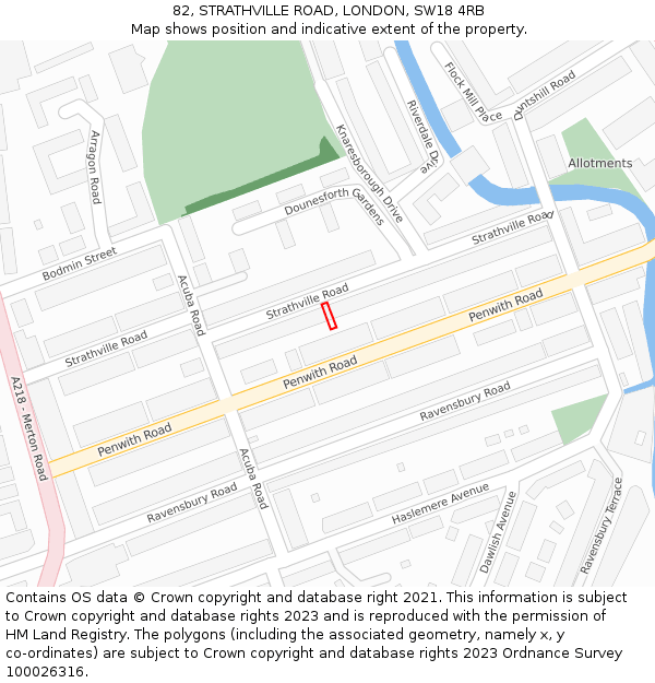 82, STRATHVILLE ROAD, LONDON, SW18 4RB: Location map and indicative extent of plot