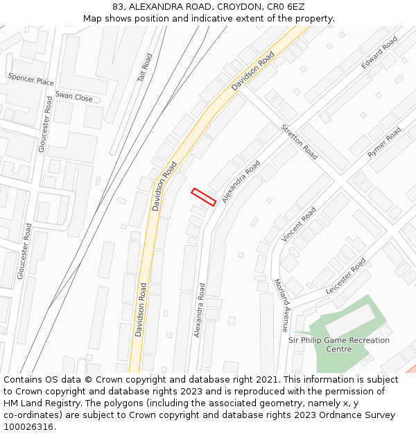 83, ALEXANDRA ROAD, CROYDON, CR0 6EZ: Location map and indicative extent of plot