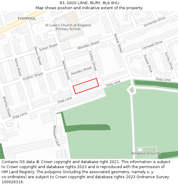 83, GIGG LANE, BURY, BL9 9HU: Location map and indicative extent of plot