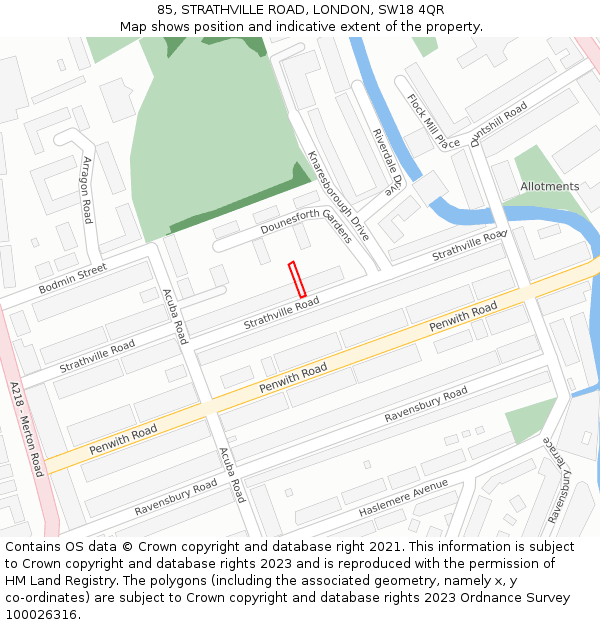 85, STRATHVILLE ROAD, LONDON, SW18 4QR: Location map and indicative extent of plot