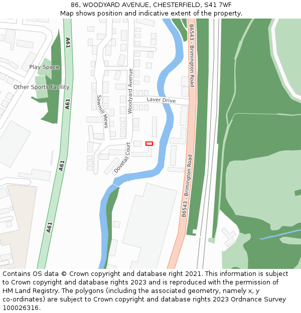86, WOODYARD AVENUE, CHESTERFIELD, S41 7WF: Location map and indicative extent of plot