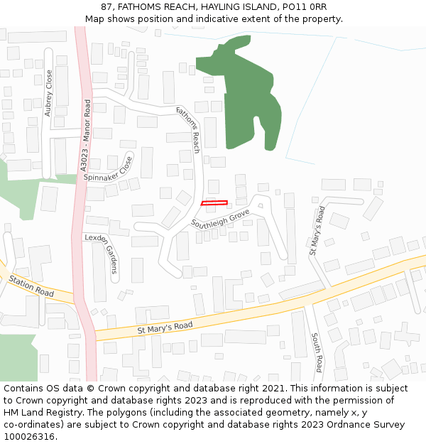 87, FATHOMS REACH, HAYLING ISLAND, PO11 0RR: Location map and indicative extent of plot