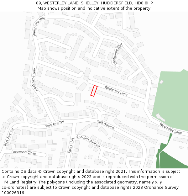 89, WESTERLEY LANE, SHELLEY, HUDDERSFIELD, HD8 8HP: Location map and indicative extent of plot