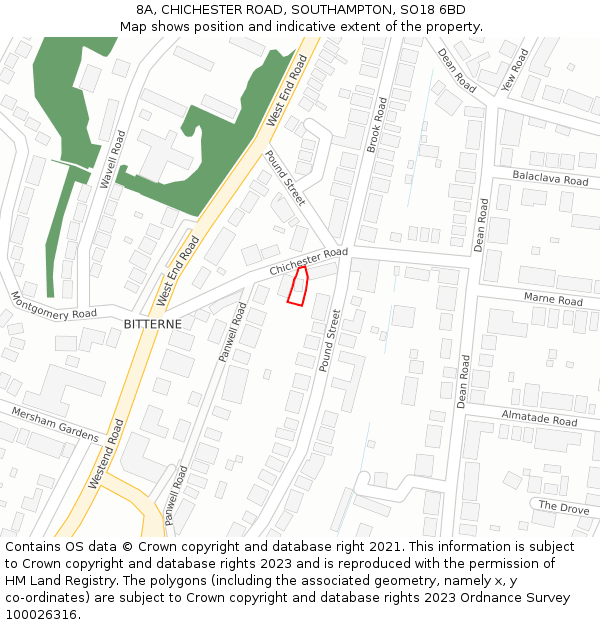 8A, CHICHESTER ROAD, SOUTHAMPTON, SO18 6BD: Location map and indicative extent of plot