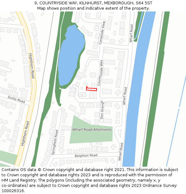 9, COUNTRYSIDE WAY, KILNHURST, MEXBOROUGH, S64 5ST: Location map and indicative extent of plot