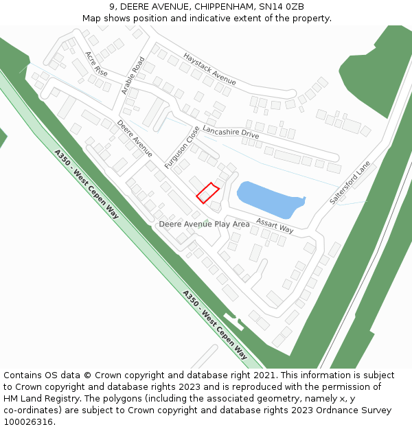 9, DEERE AVENUE, CHIPPENHAM, SN14 0ZB: Location map and indicative extent of plot