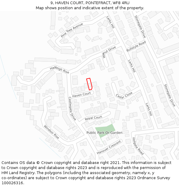 9, HAVEN COURT, PONTEFRACT, WF8 4RU: Location map and indicative extent of plot