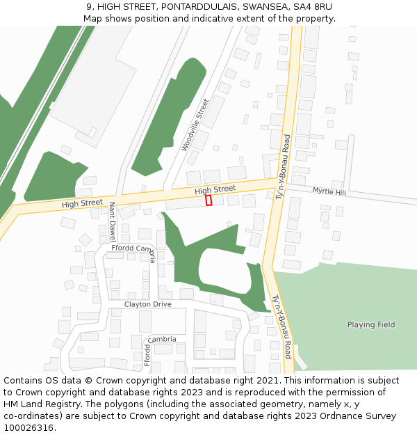 9, HIGH STREET, PONTARDDULAIS, SWANSEA, SA4 8RU: Location map and indicative extent of plot