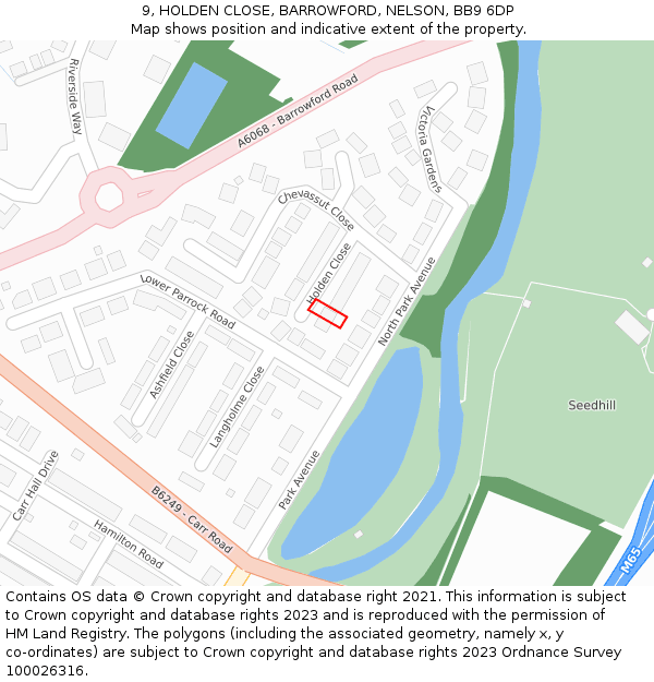 9, HOLDEN CLOSE, BARROWFORD, NELSON, BB9 6DP: Location map and indicative extent of plot