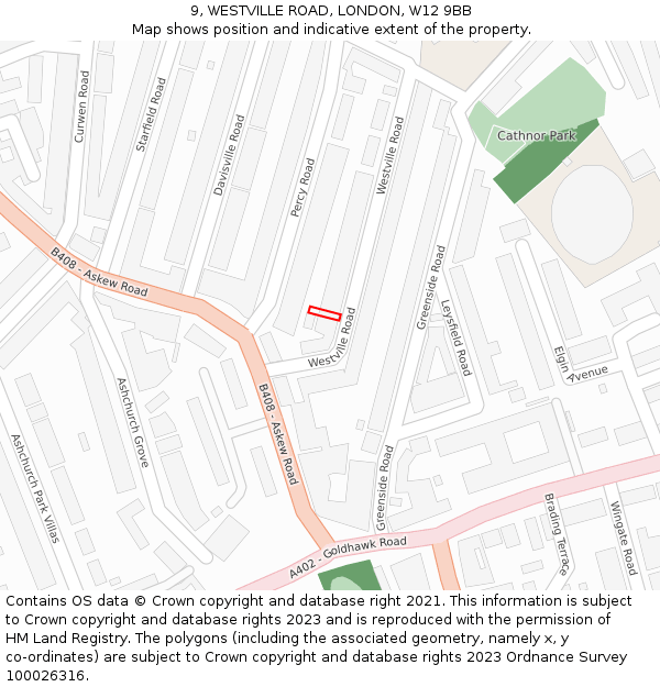 9, WESTVILLE ROAD, LONDON, W12 9BB: Location map and indicative extent of plot
