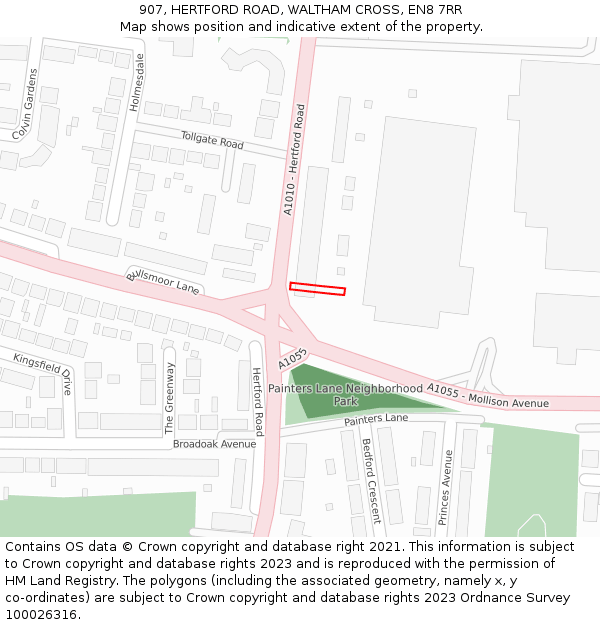 907, HERTFORD ROAD, WALTHAM CROSS, EN8 7RR: Location map and indicative extent of plot