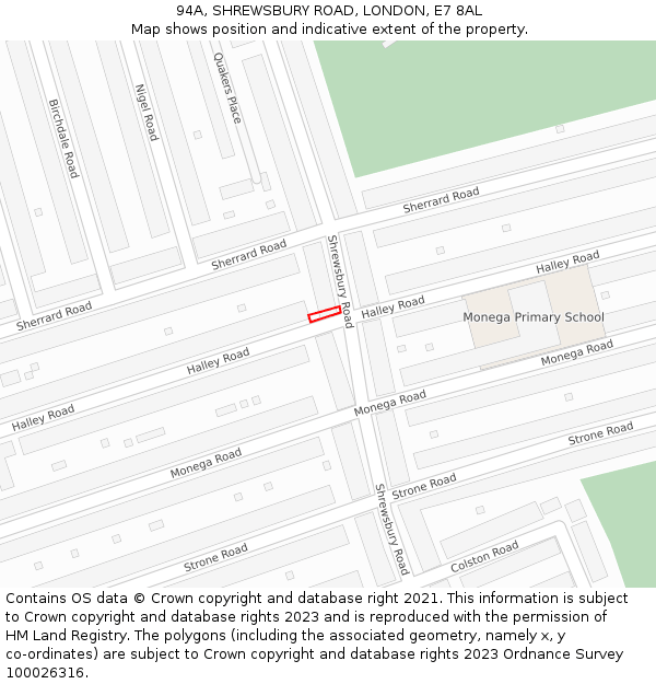 94A, SHREWSBURY ROAD, LONDON, E7 8AL: Location map and indicative extent of plot