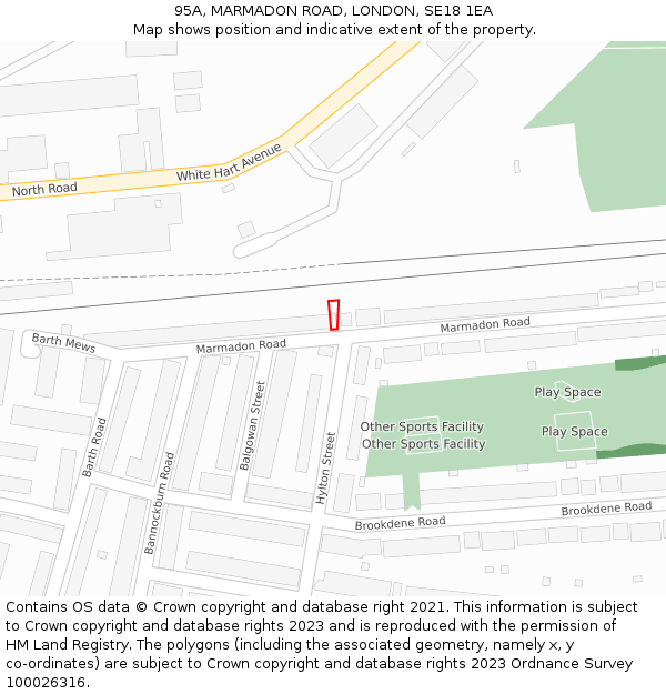 95A, MARMADON ROAD, LONDON, SE18 1EA: Location map and indicative extent of plot