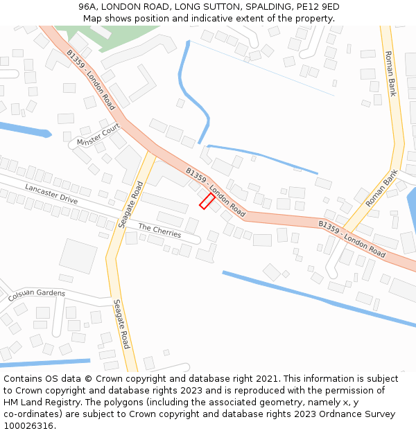 96A, LONDON ROAD, LONG SUTTON, SPALDING, PE12 9ED: Location map and indicative extent of plot