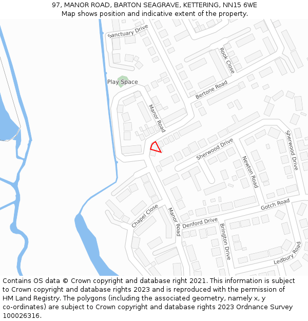 97, MANOR ROAD, BARTON SEAGRAVE, KETTERING, NN15 6WE: Location map and indicative extent of plot