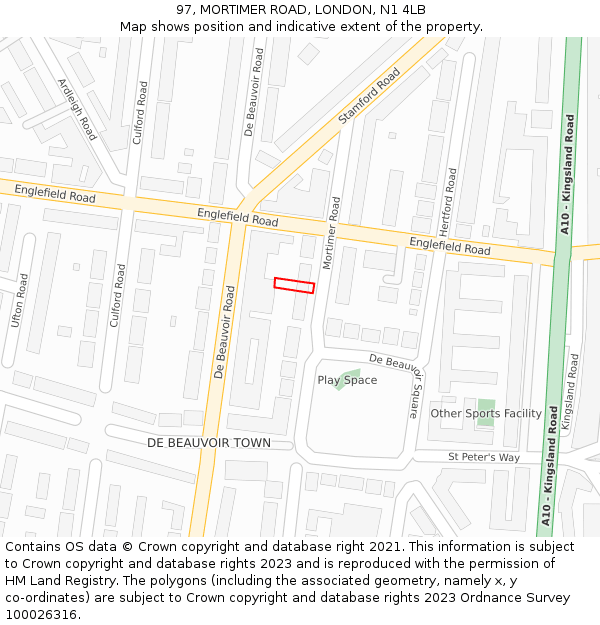 97, MORTIMER ROAD, LONDON, N1 4LB: Location map and indicative extent of plot