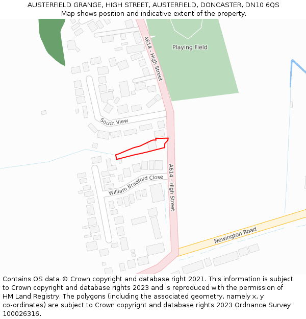 AUSTERFIELD GRANGE, HIGH STREET, AUSTERFIELD, DONCASTER, DN10 6QS: Location map and indicative extent of plot