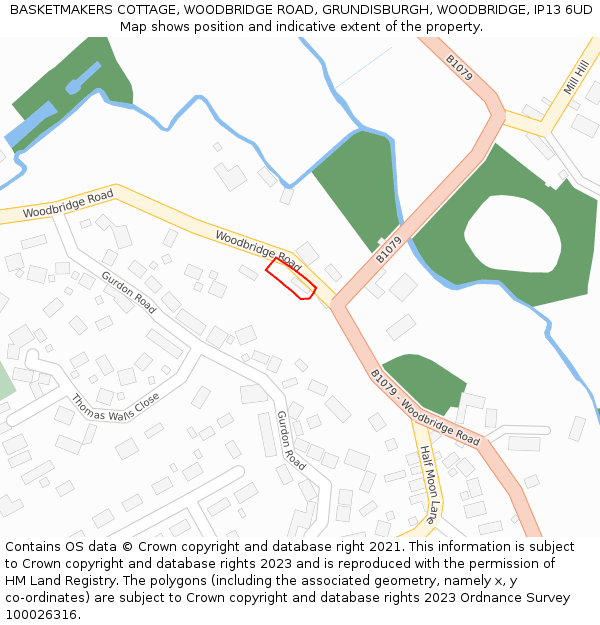 BASKETMAKERS COTTAGE, WOODBRIDGE ROAD, GRUNDISBURGH, WOODBRIDGE, IP13 6UD: Location map and indicative extent of plot