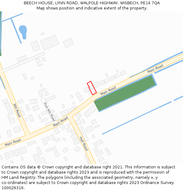 BEECH HOUSE, LYNN ROAD, WALPOLE HIGHWAY, WISBECH, PE14 7QA: Location map and indicative extent of plot