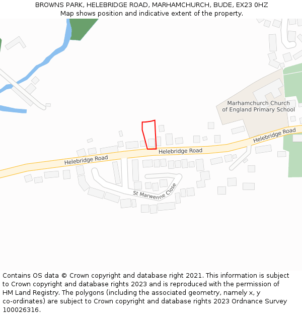 BROWNS PARK, HELEBRIDGE ROAD, MARHAMCHURCH, BUDE, EX23 0HZ: Location map and indicative extent of plot