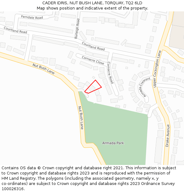 CADER IDRIS, NUT BUSH LANE, TORQUAY, TQ2 6LD: Location map and indicative extent of plot