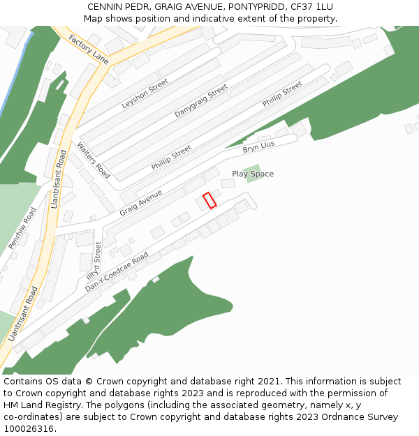 CENNIN PEDR, GRAIG AVENUE, PONTYPRIDD, CF37 1LU: Location map and indicative extent of plot