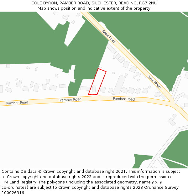 COLE BYRON, PAMBER ROAD, SILCHESTER, READING, RG7 2NU: Location map and indicative extent of plot