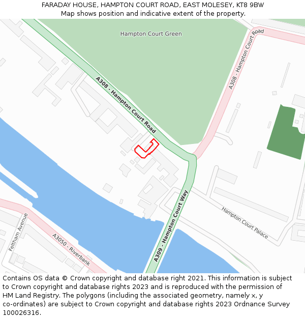 FARADAY HOUSE, HAMPTON COURT ROAD, EAST MOLESEY, KT8 9BW: Location map and indicative extent of plot