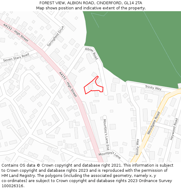 FOREST VIEW, ALBION ROAD, CINDERFORD, GL14 2TA: Location map and indicative extent of plot