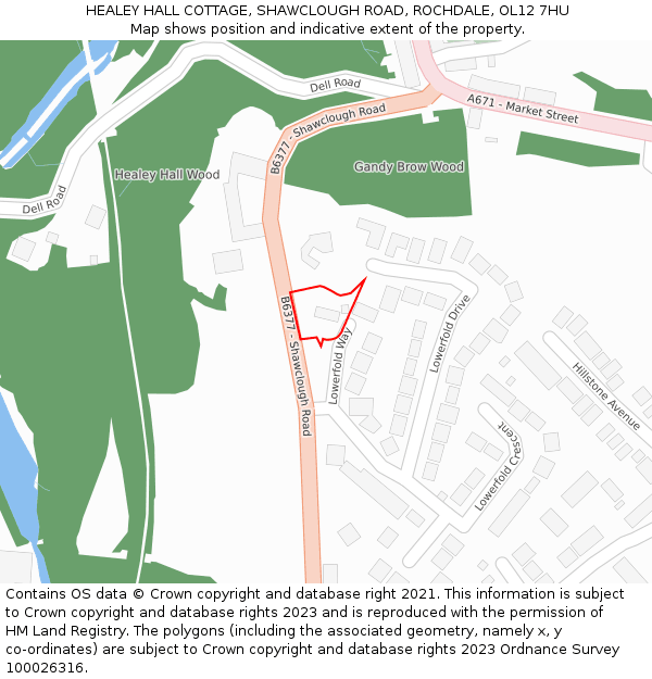 HEALEY HALL COTTAGE, SHAWCLOUGH ROAD, ROCHDALE, OL12 7HU: Location map and indicative extent of plot