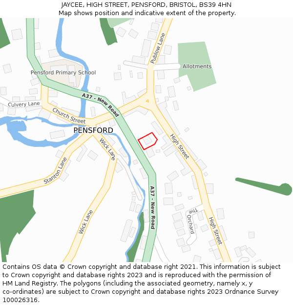 JAYCEE, HIGH STREET, PENSFORD, BRISTOL, BS39 4HN: Location map and indicative extent of plot
