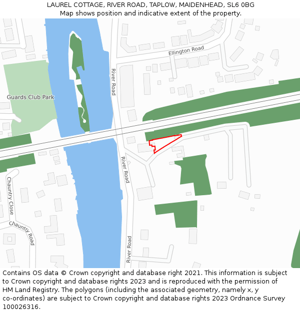 LAUREL COTTAGE, RIVER ROAD, TAPLOW, MAIDENHEAD, SL6 0BG: Location map and indicative extent of plot