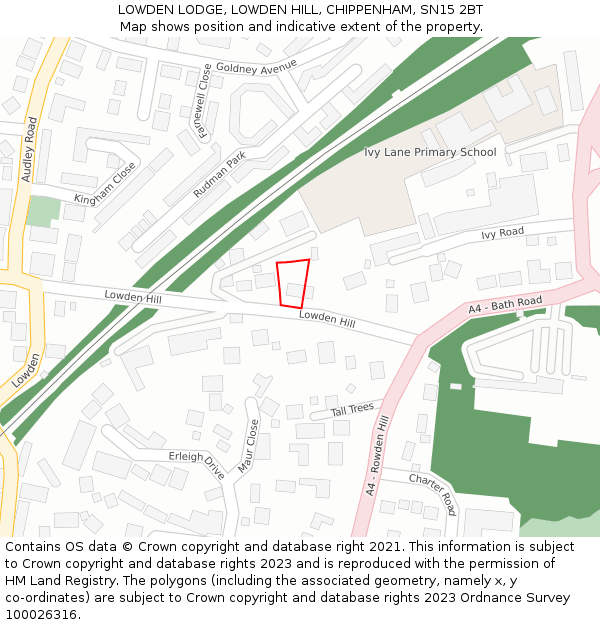 LOWDEN LODGE, LOWDEN HILL, CHIPPENHAM, SN15 2BT: Location map and indicative extent of plot