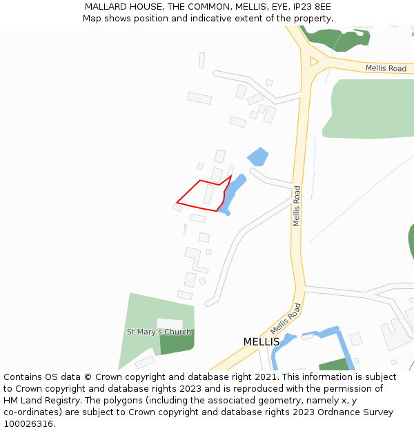 MALLARD HOUSE, THE COMMON, MELLIS, EYE, IP23 8EE: Location map and indicative extent of plot
