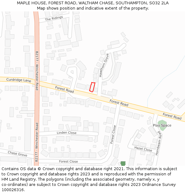 MAPLE HOUSE, FOREST ROAD, WALTHAM CHASE, SOUTHAMPTON, SO32 2LA: Location map and indicative extent of plot