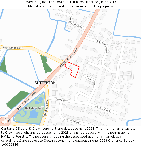 MAWENZI, BOSTON ROAD, SUTTERTON, BOSTON, PE20 2HD: Location map and indicative extent of plot