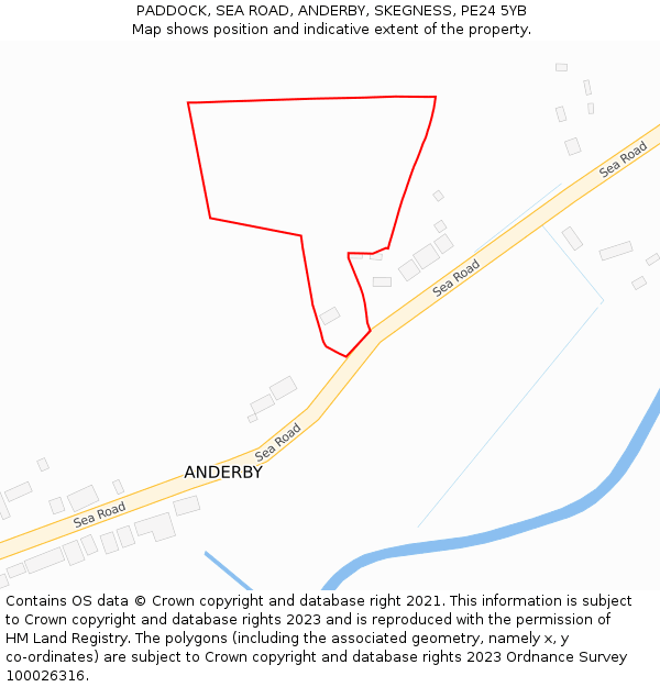 PADDOCK, SEA ROAD, ANDERBY, SKEGNESS, PE24 5YB: Location map and indicative extent of plot