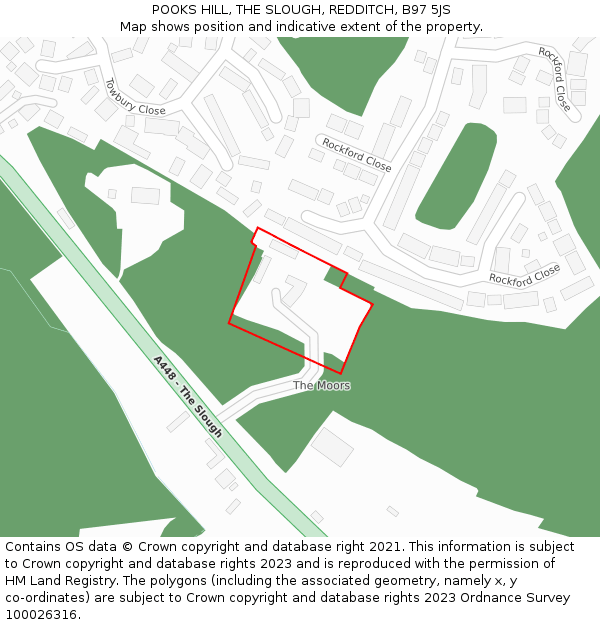 POOKS HILL, THE SLOUGH, REDDITCH, B97 5JS: Location map and indicative extent of plot