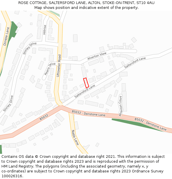 ROSE COTTAGE, SALTERSFORD LANE, ALTON, STOKE-ON-TRENT, ST10 4AU: Location map and indicative extent of plot